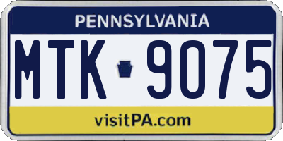 PA license plate MTK9075