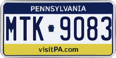 PA license plate MTK9083