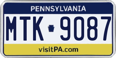 PA license plate MTK9087