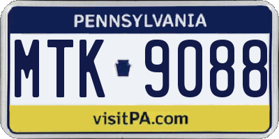 PA license plate MTK9088