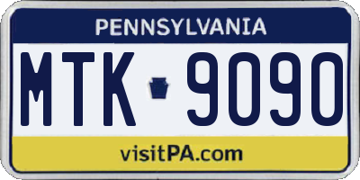 PA license plate MTK9090