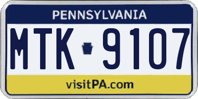 PA license plate MTK9107