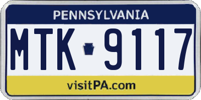 PA license plate MTK9117
