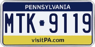 PA license plate MTK9119