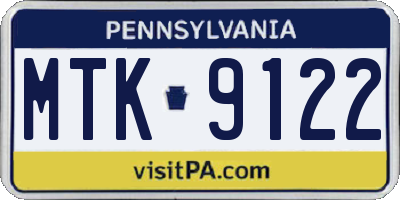PA license plate MTK9122