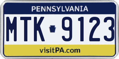 PA license plate MTK9123