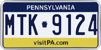 PA license plate MTK9124