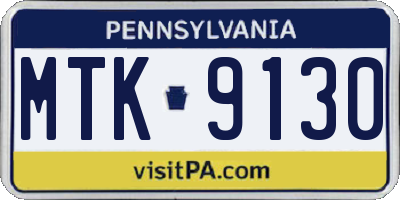 PA license plate MTK9130