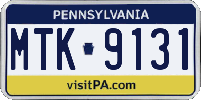 PA license plate MTK9131