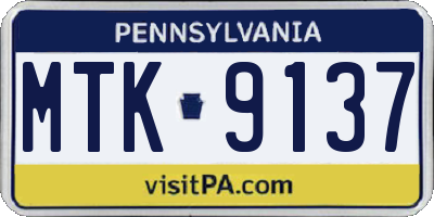 PA license plate MTK9137