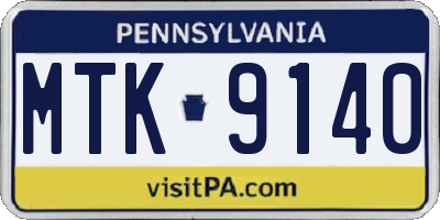 PA license plate MTK9140