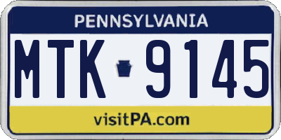 PA license plate MTK9145