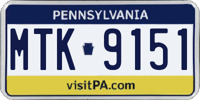 PA license plate MTK9151