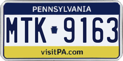 PA license plate MTK9163