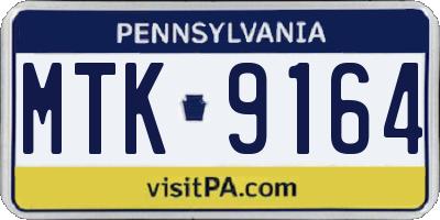 PA license plate MTK9164