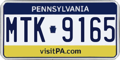 PA license plate MTK9165