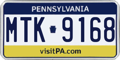 PA license plate MTK9168