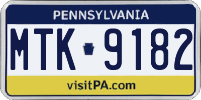 PA license plate MTK9182