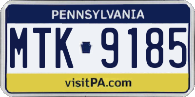 PA license plate MTK9185