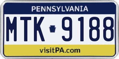 PA license plate MTK9188