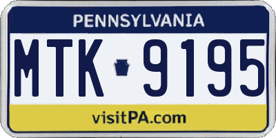 PA license plate MTK9195