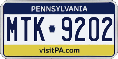 PA license plate MTK9202