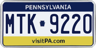 PA license plate MTK9220