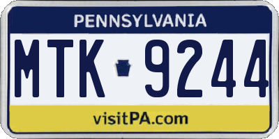 PA license plate MTK9244
