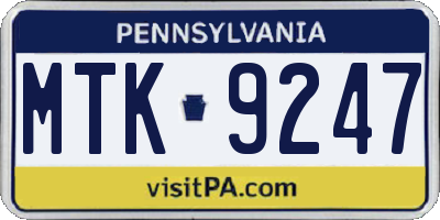 PA license plate MTK9247