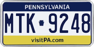 PA license plate MTK9248