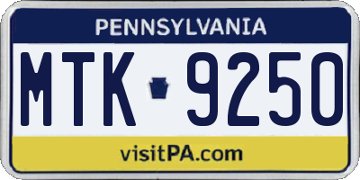 PA license plate MTK9250