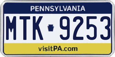 PA license plate MTK9253