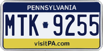 PA license plate MTK9255