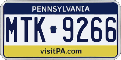 PA license plate MTK9266