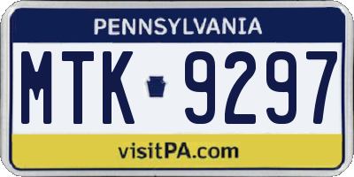 PA license plate MTK9297