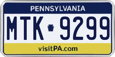 PA license plate MTK9299