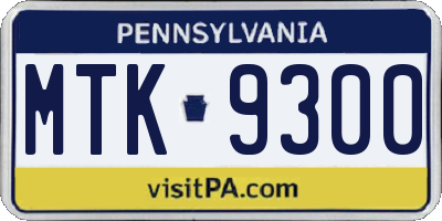 PA license plate MTK9300