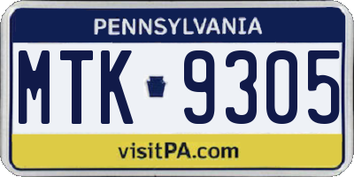 PA license plate MTK9305