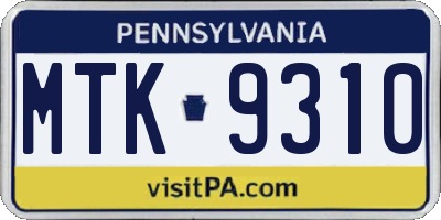PA license plate MTK9310