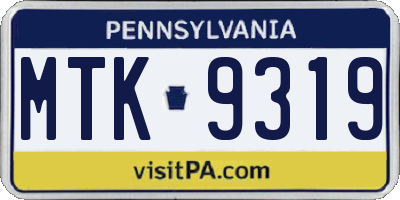 PA license plate MTK9319