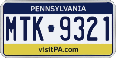 PA license plate MTK9321
