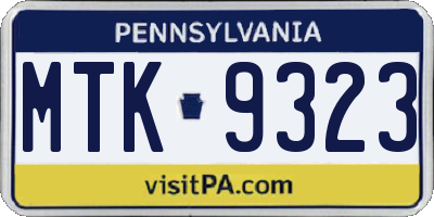 PA license plate MTK9323