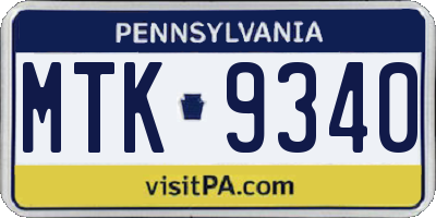 PA license plate MTK9340