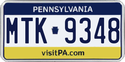PA license plate MTK9348