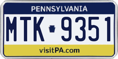 PA license plate MTK9351