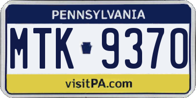 PA license plate MTK9370