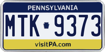 PA license plate MTK9373