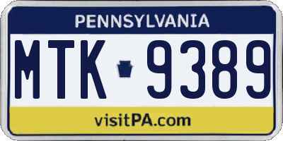 PA license plate MTK9389