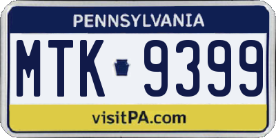 PA license plate MTK9399