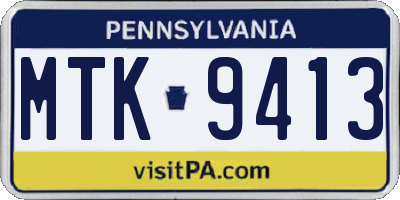 PA license plate MTK9413